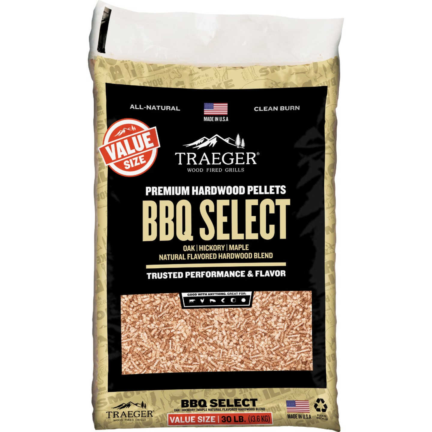 Traeger 30 Lb. BBQ Select All-Natural Wood Grilling Pellets Image 1