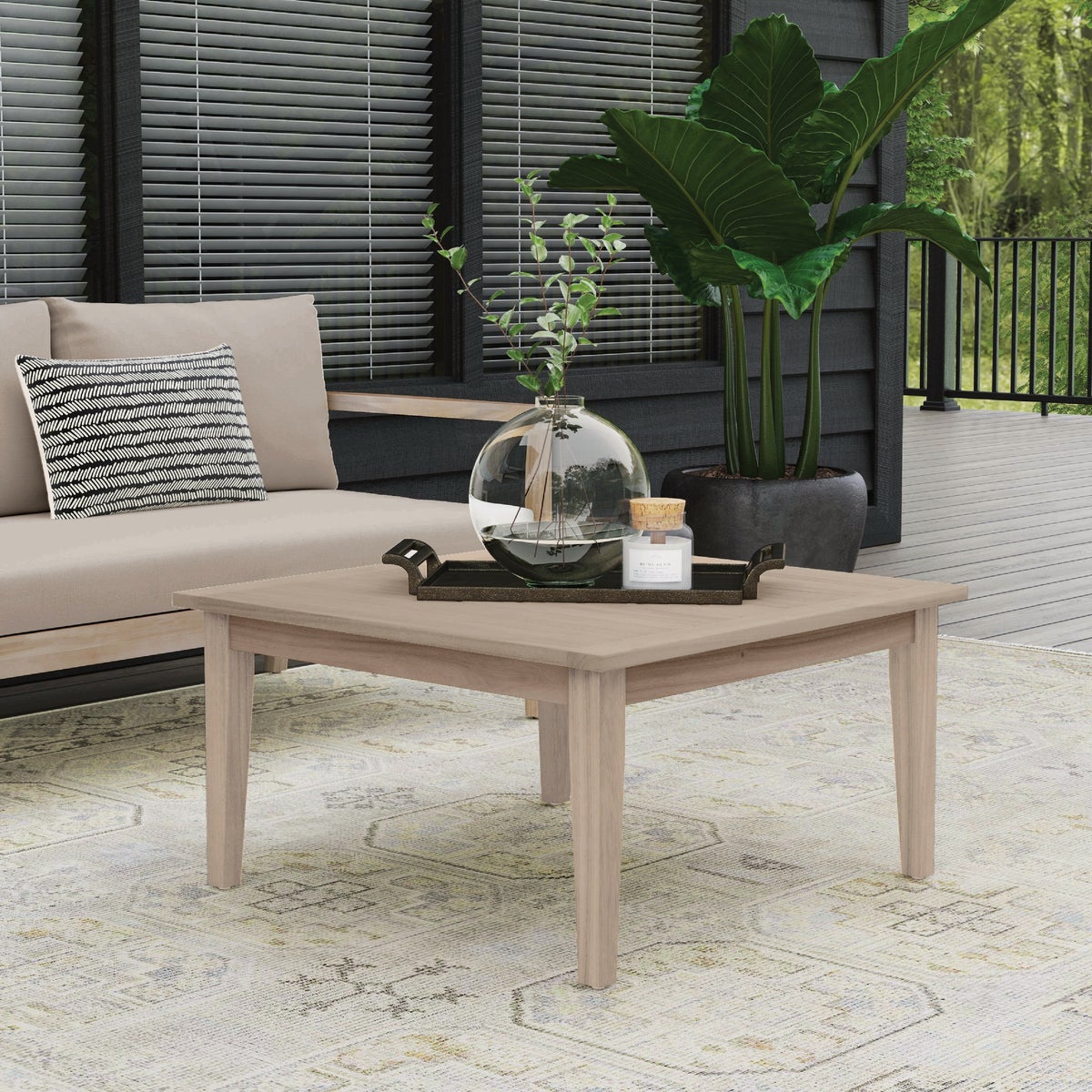 Linon Svana 31.5 In. W. Square Natural Acacia Wood Coffee Table Image 5
