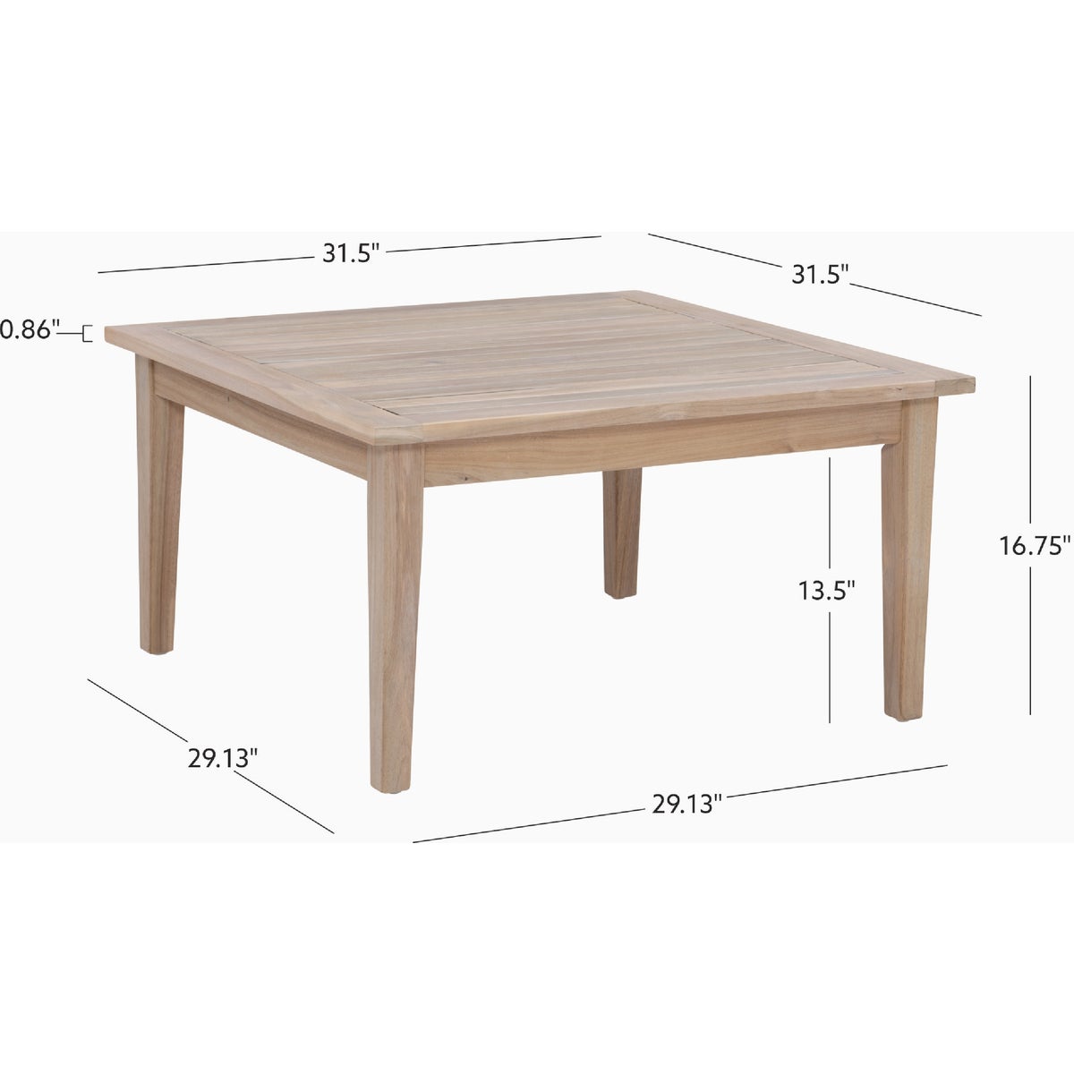 Linon Svana 31.5 In. W. Square Natural Acacia Wood Coffee Table Image 2