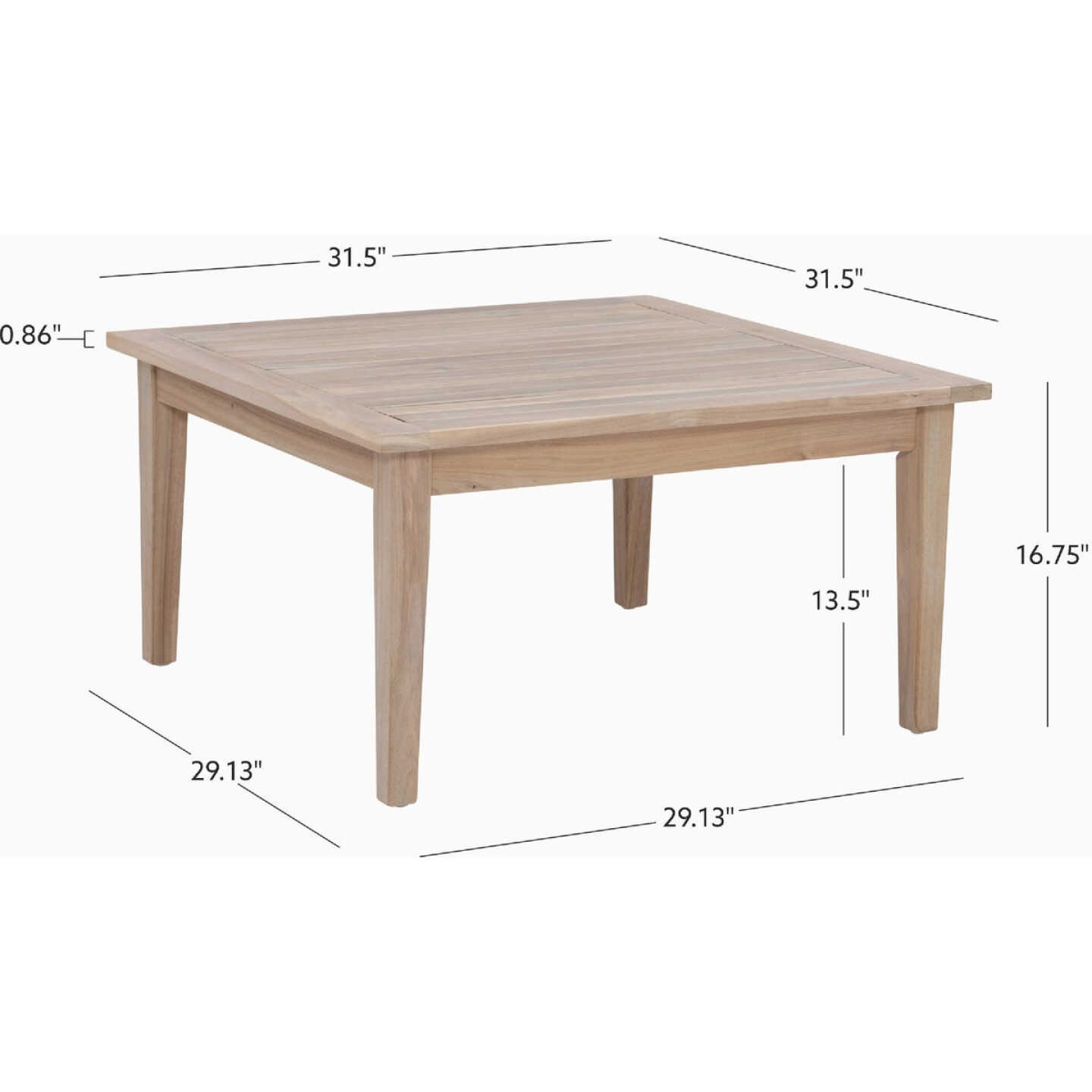 Linon Svana 31.5 In. W. Square Natural Acacia Wood Coffee Table Image 2