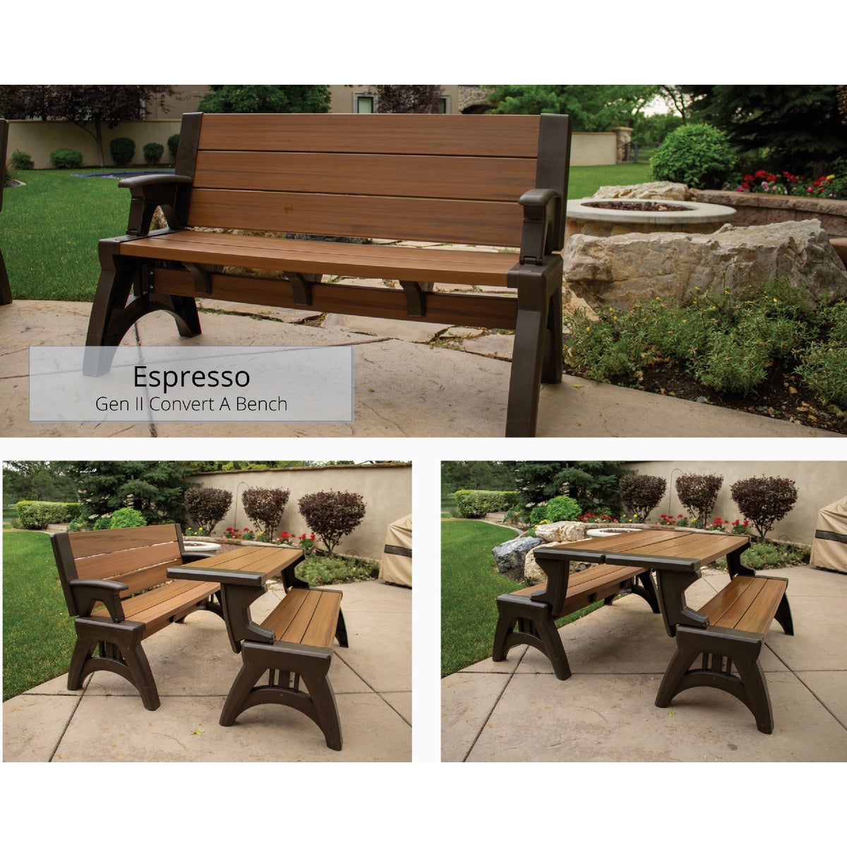 Convert A Bench 58 In. L Gen 2 XL Espresso Foldable Bench Image 2