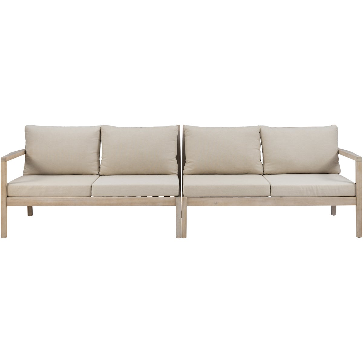 Linon Svana 54 In. W. x 32 In. D. Natural Finish Wood Loveseat Set with Beige Cushions (2-Piece) Image 7