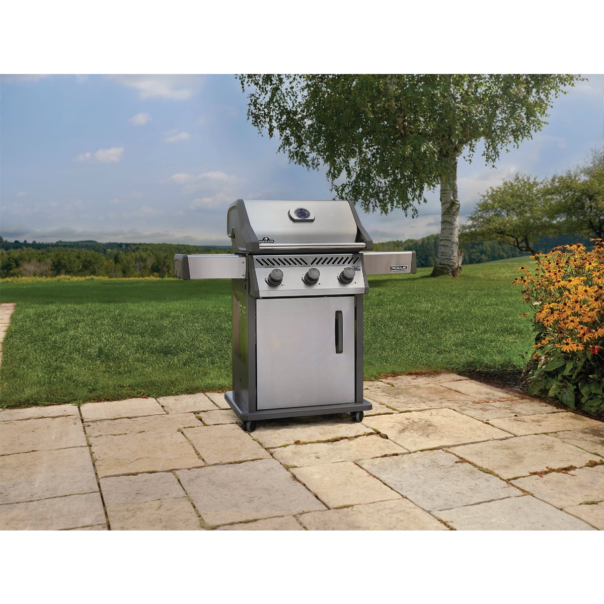Napoleon Rogue 425 3-Burner with Cast Iron Grids LP Gas Grill, Stainless Steel Image 2