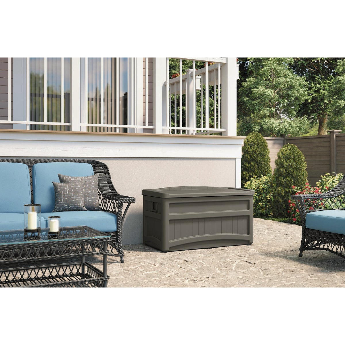 Suncast 73 Gal. Stone Gray Medium Deck Box Image 4