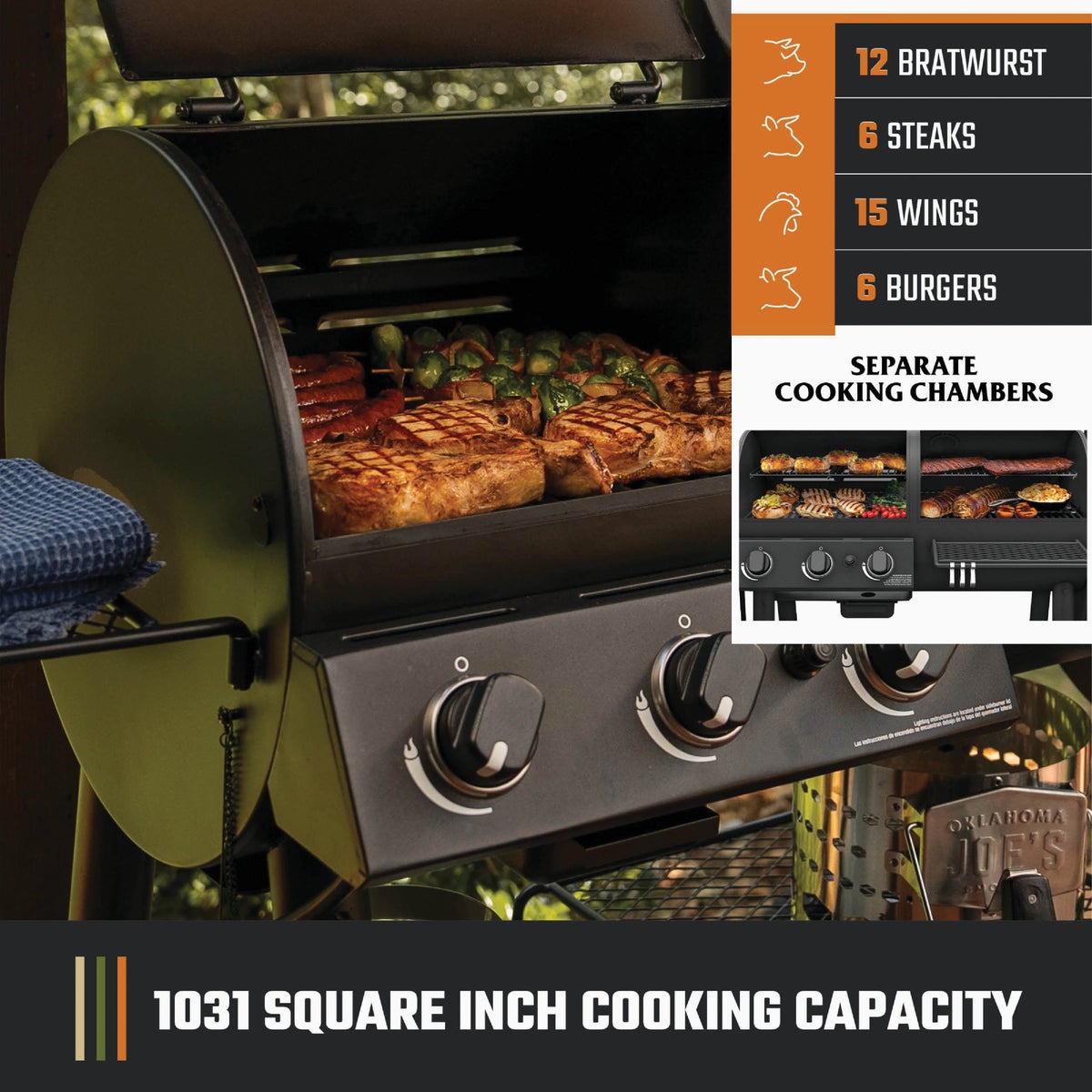 Oklahoma Joe's Canyon Combo Charcoal/Gas Smoker & Grill Image 3