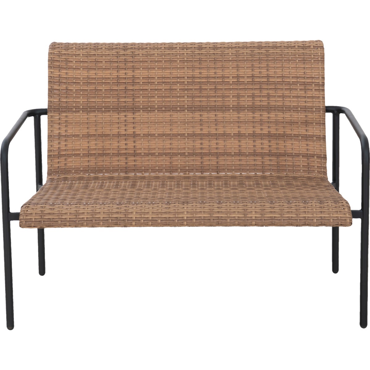 Sunjoy Brown Wicker Heavy-Duty Steel Outdoor Stacking Loveseat Image 2