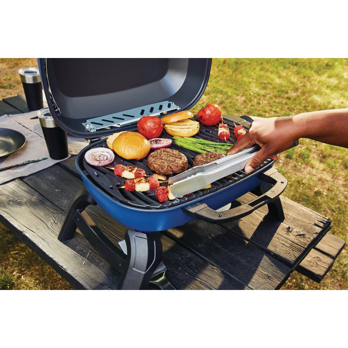 Napoleon TravelQ 240 Portable Propane Gas Grill, Blue Image 2