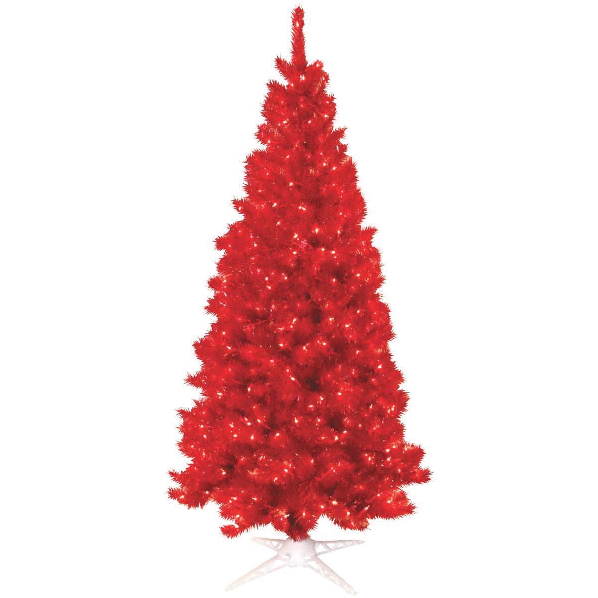 7' RED TRANSPARENT TREE