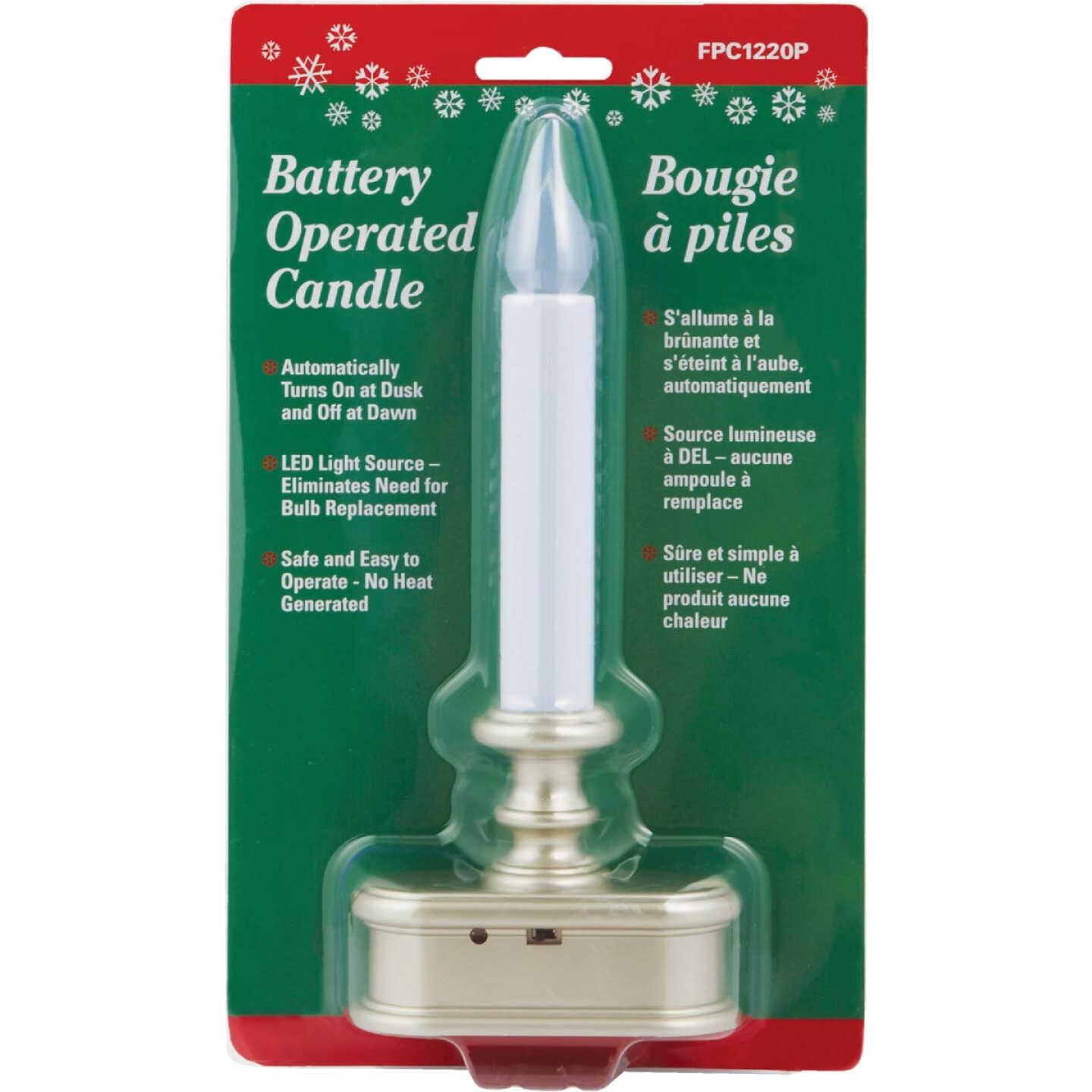 Xodus Economy 3.5 In. W. x 8.5 In. H. x 2 In. D. Pewter LED Battery Operated Candle Image 2