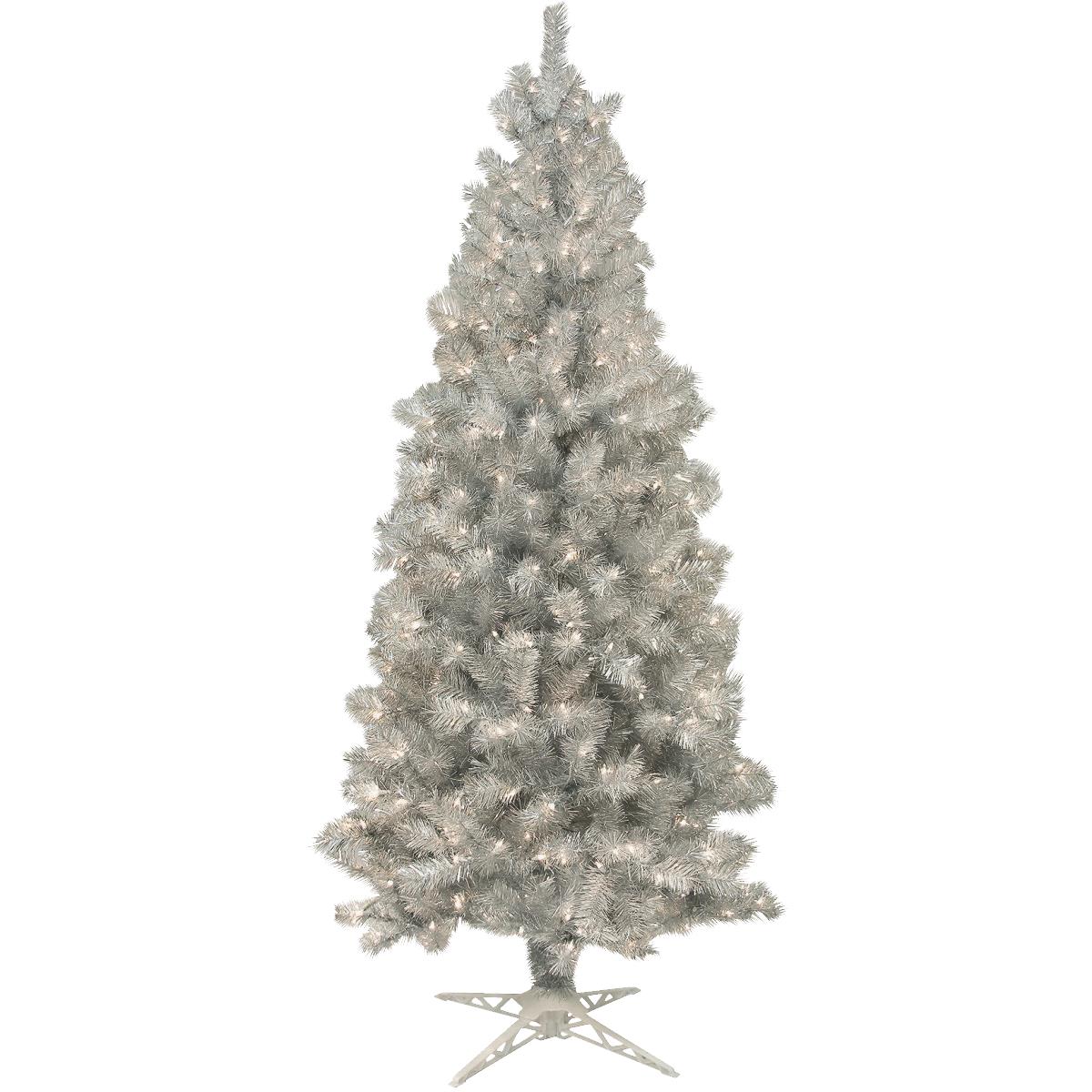 SILVER 7' W/CLR LT TREE