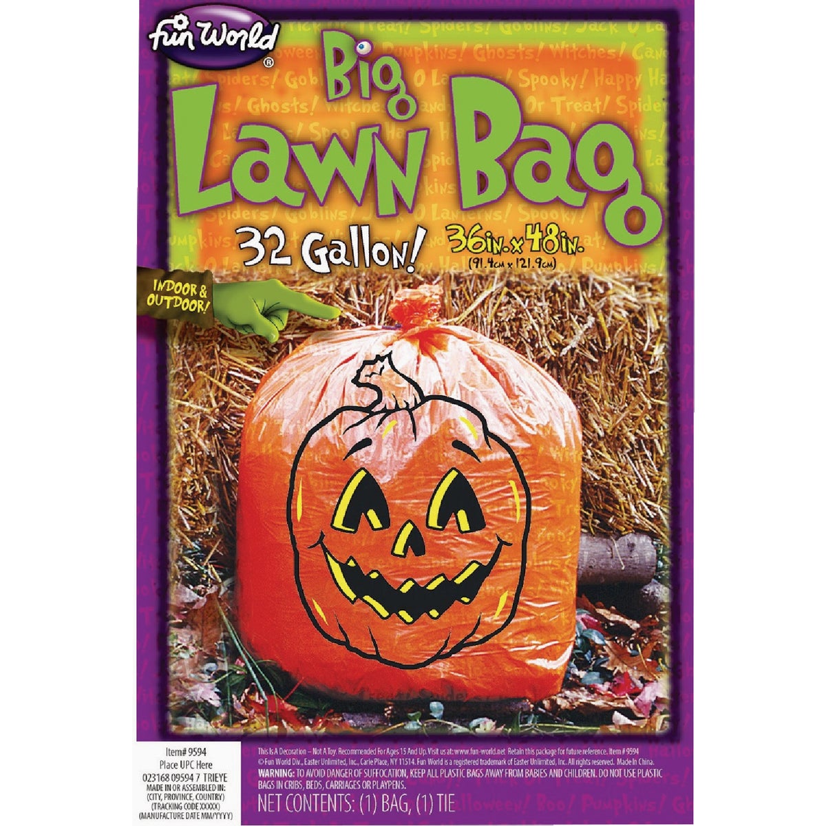 Fun World 32 Gal. Pumpkin Lawn Bag