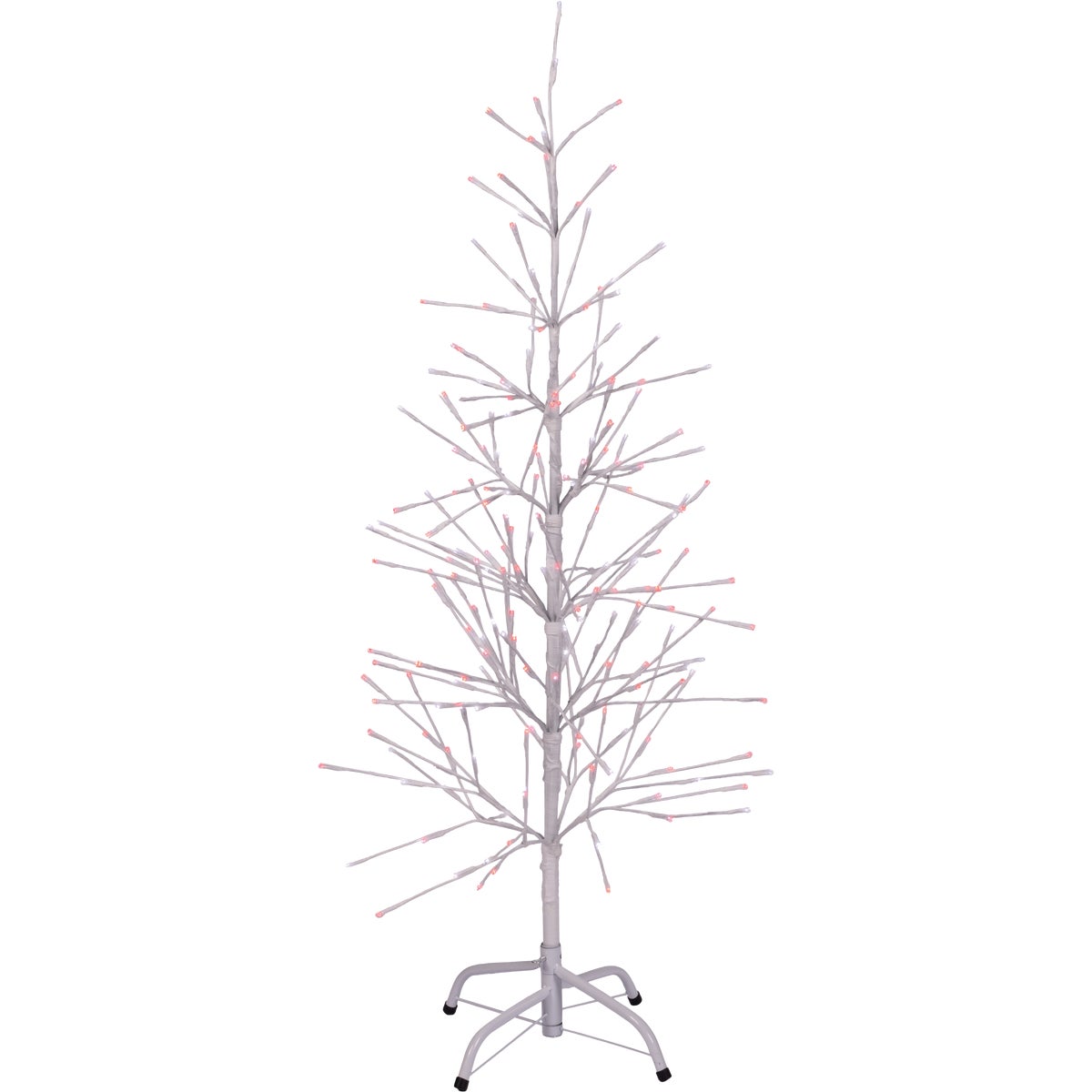 Holiday Bright Lights 4 Ft. Red & Pure White LED Double Twinkle Hollyberry Lighted Twig Tree