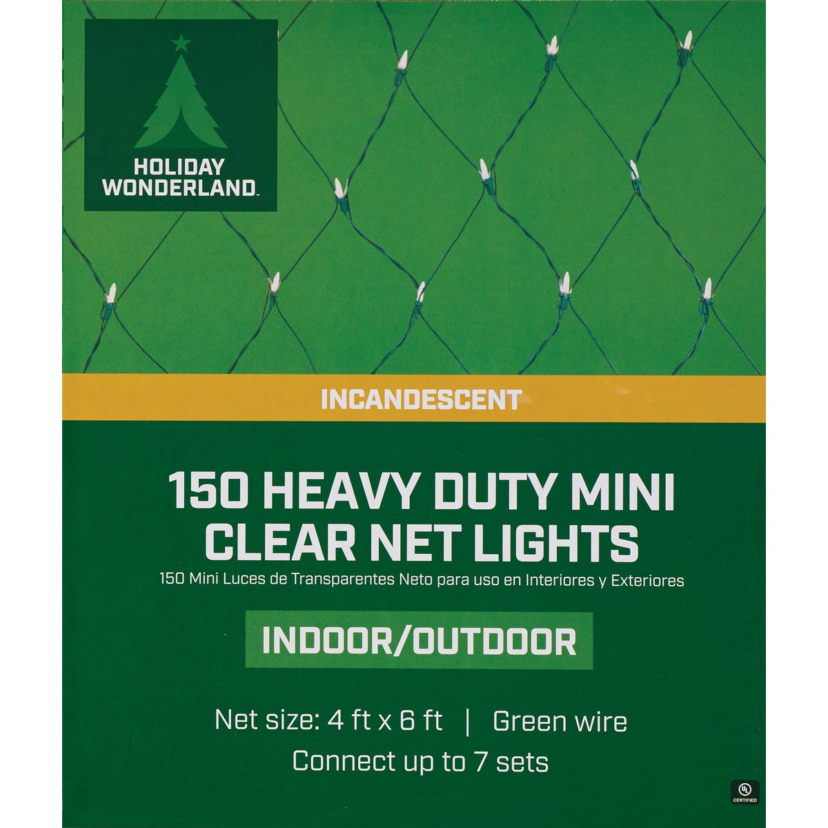 Home Impressions Clear 150-Bulb Mini Incandescent 4 Ft. x 6 Ft. Heavy-Duty Net Light Set Image 3