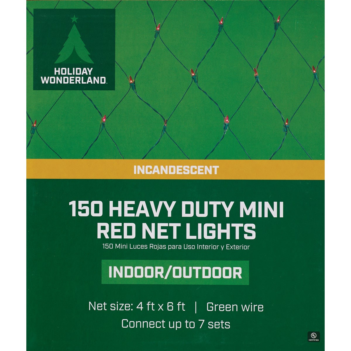 Home Impressions Red 150-Bulb Mini Incandescent 4 Ft. x 6 Ft. Heavy-Duty Net Light Set Image 2