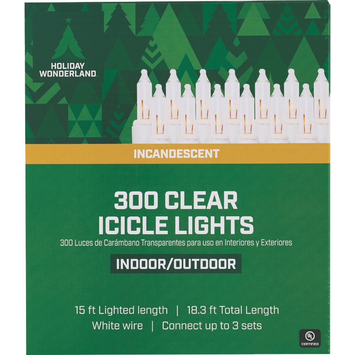 Home Impressions Clear 300-Bulb Mini
Incandescent Icicle Light Set with
White Wire Image 3