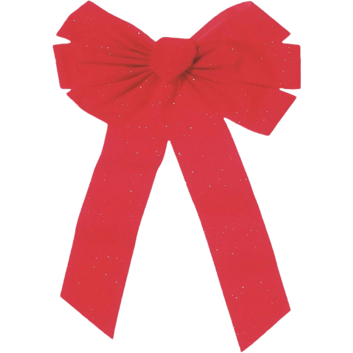 Holiday Trims 7-Loop 12 In. x 26 In. Red Velvet Glittered Bow