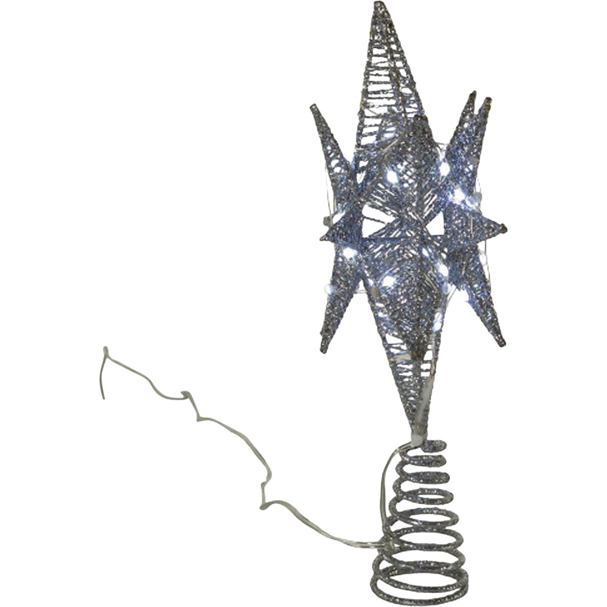 Kurt Adler 11 In. 60 Warm White Twinkling LED Silver Starburst Treetop Image 2