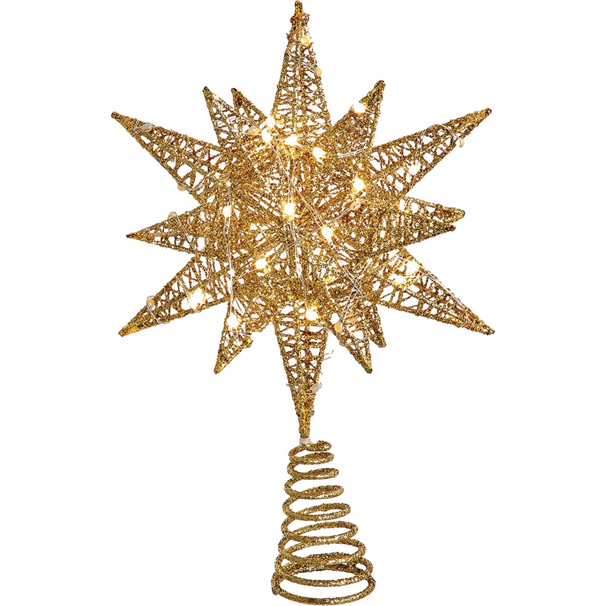Kurt Adler 11 In. 60 Warm White Twinkling LED Gold Starburst Treetop