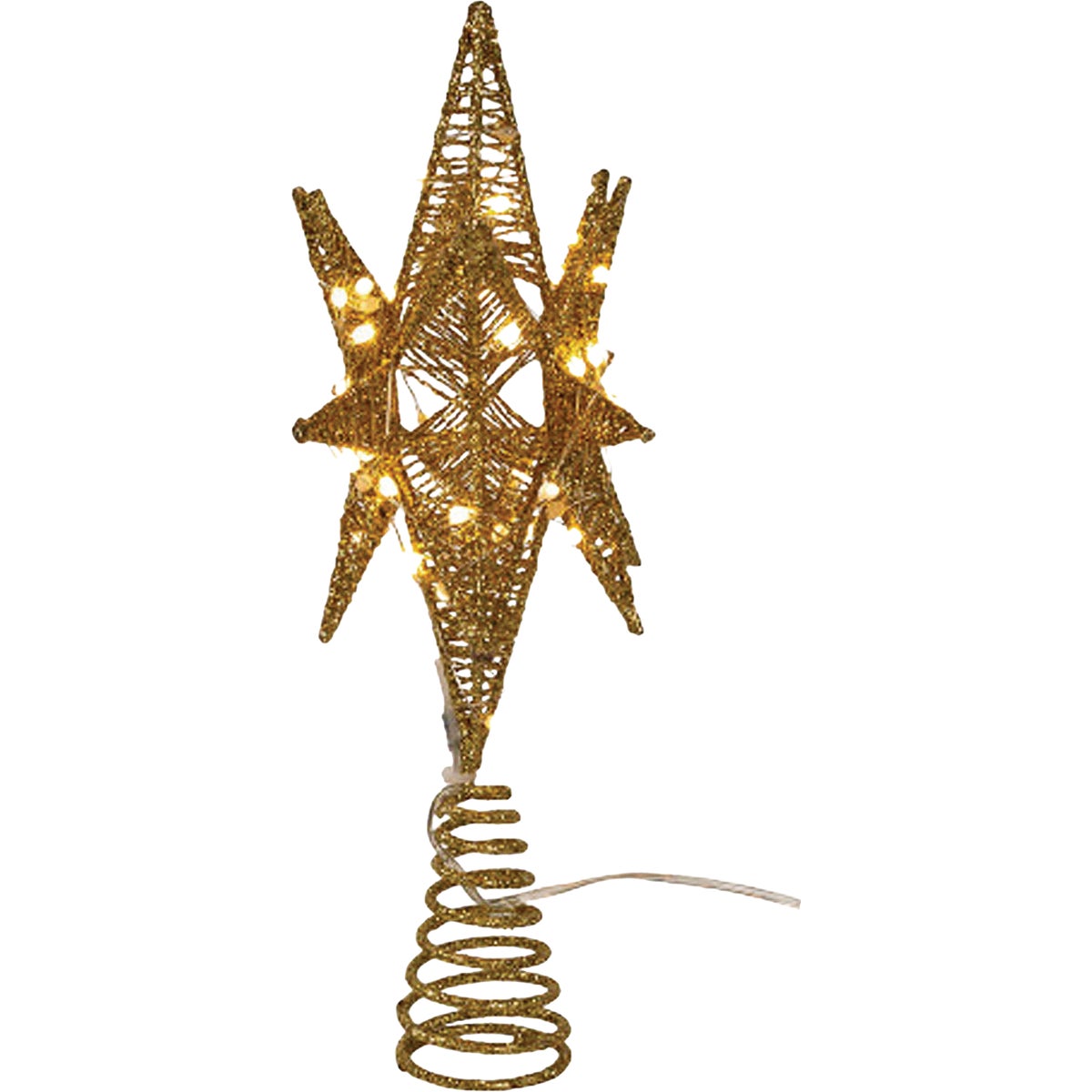 Kurt Adler 11 In. 60 Warm White Twinkling LED Gold Starburst Treetop Image 2