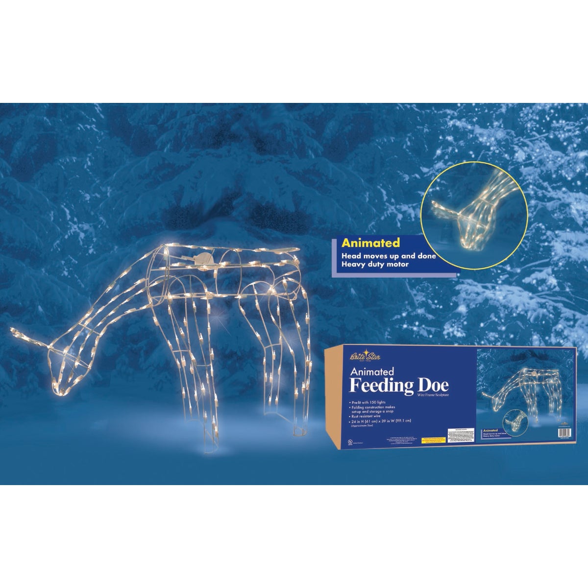 Brite Star 48 In. H. 150-Light Animated Feeding Doe