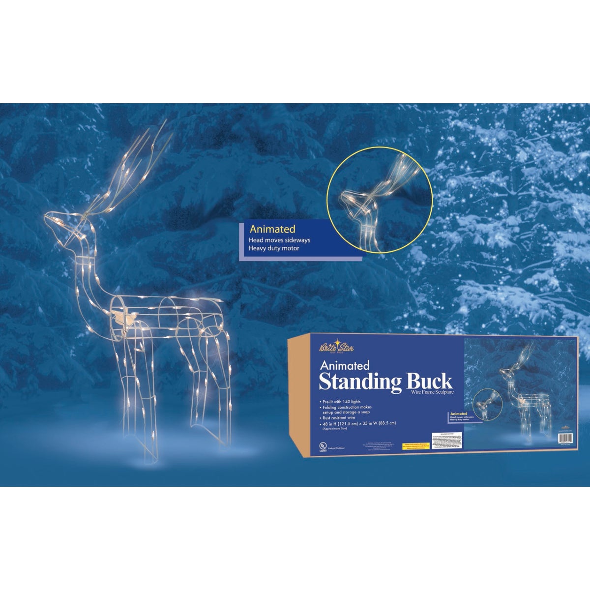 Brite Star 48 In. H. 150-Light Animated Standing Buck
