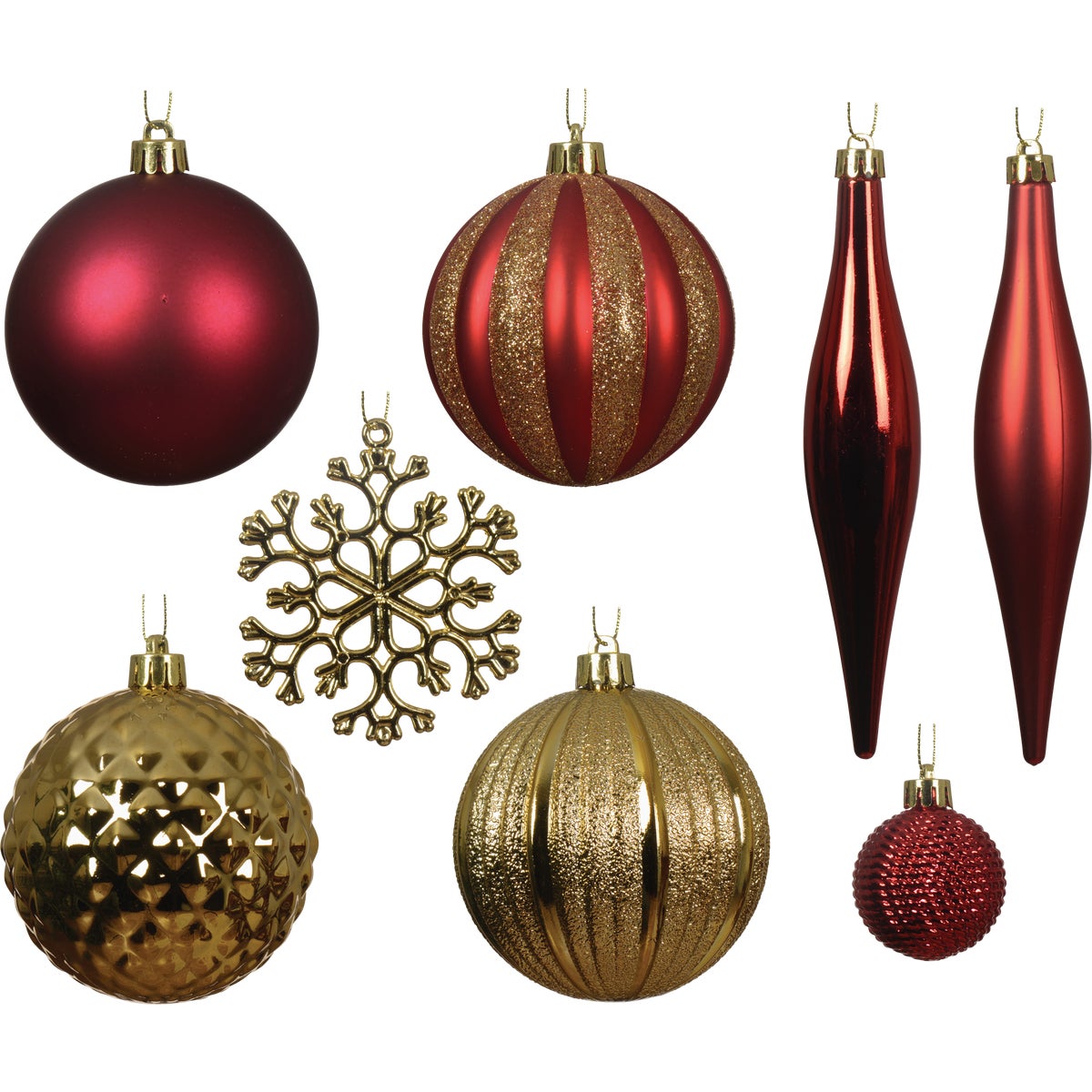 Holiday Wonderland Shatterproof Red & Gold Mix Christmas Ornament (46-Pack)