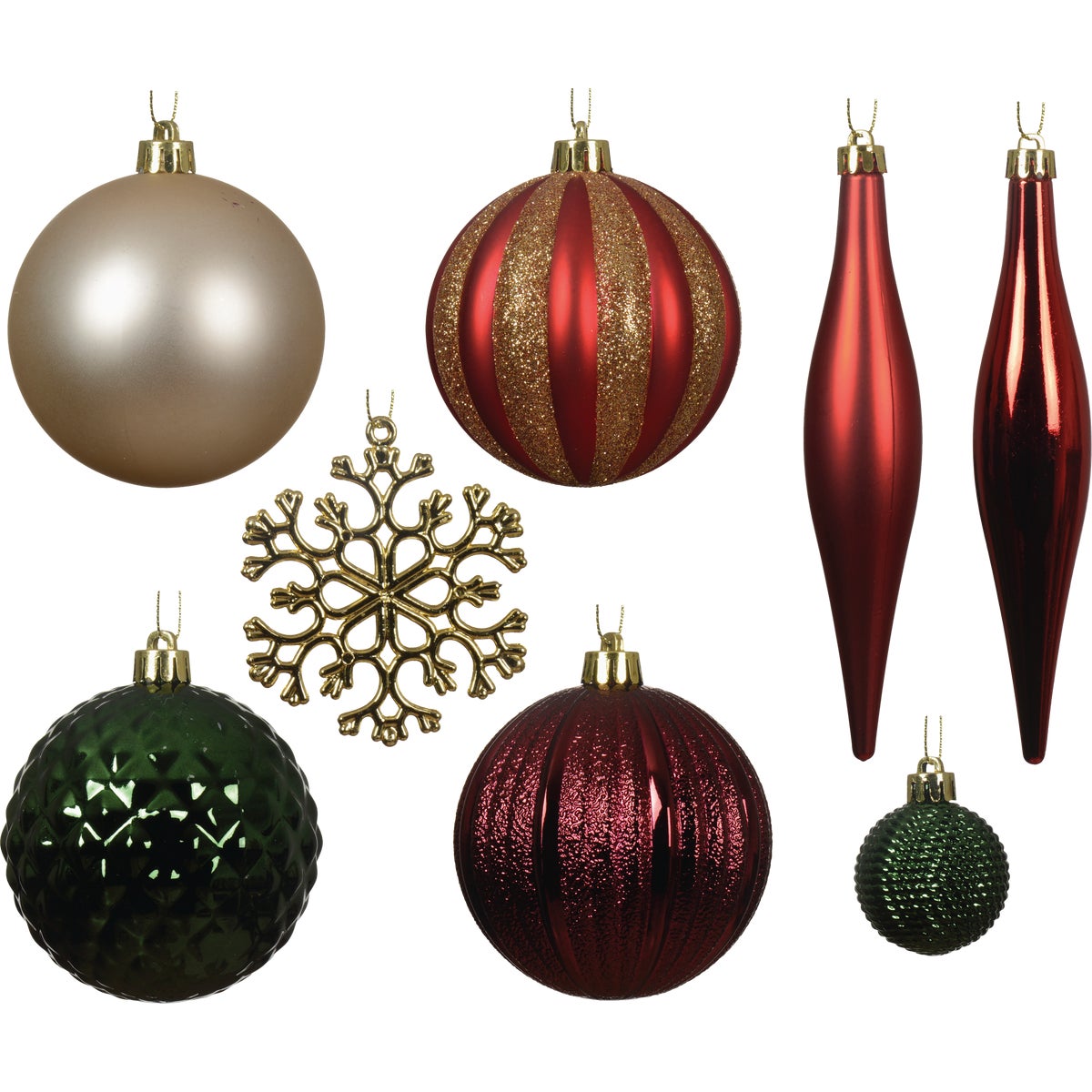 Holiday Wonderland Shatterproof Red, Gold, & Green Mix Christmas Ornament (46-Pack)