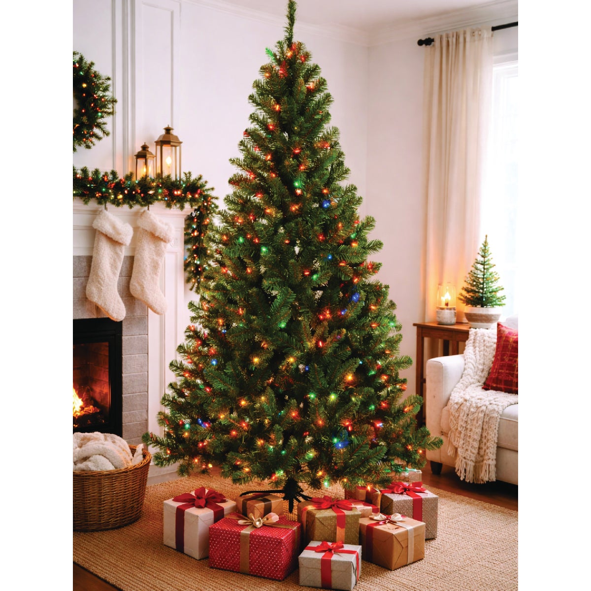 National Tree Company Carlton 6 Ft. 300 Dual Color LED Hinged Christmas Tree