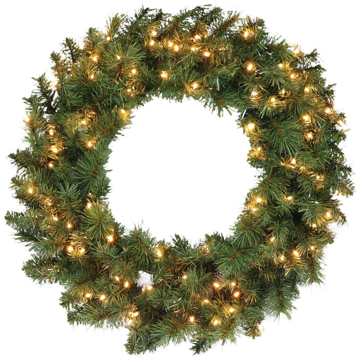 Holiday Wonderland 30 In. 100-Bulb Warm White LED PVC Mixed Needle Wreath