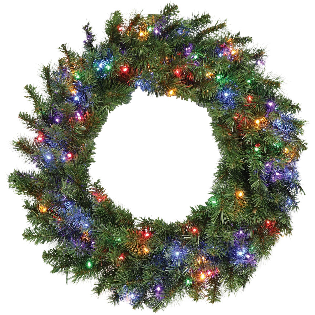 Holiday Wonderland 30 In. 100-Bulb Multi-Color LED PVC Mixed Needle Wreath