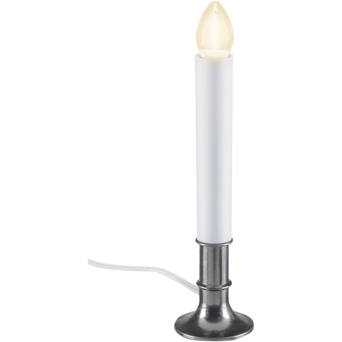 Xodus 8 In. H. x 1.75 In. D. Nickel Finish Base Plug In Candle with Dusk to Dawn Light Sensor and Replaceable LED C7 Bulb Image 5