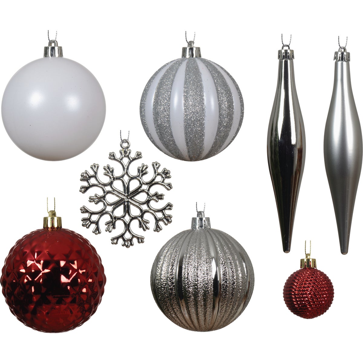 Holiday Wonderland Shatterproof Red & White Mix Christmas Ornament (46-Pack)