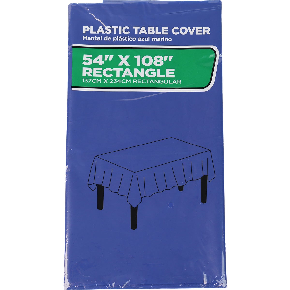 54 In. x 108 In. Navy Rectangular Plastic Table Cover