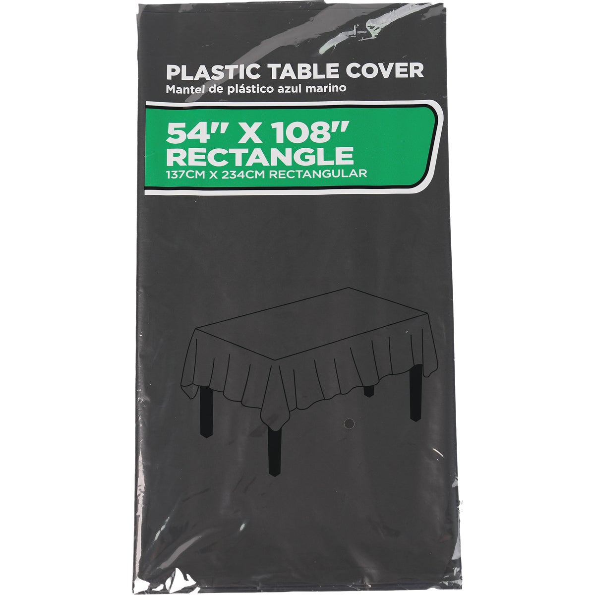 54 In. x 108 In. Black Rectangular Plastic Table Cover