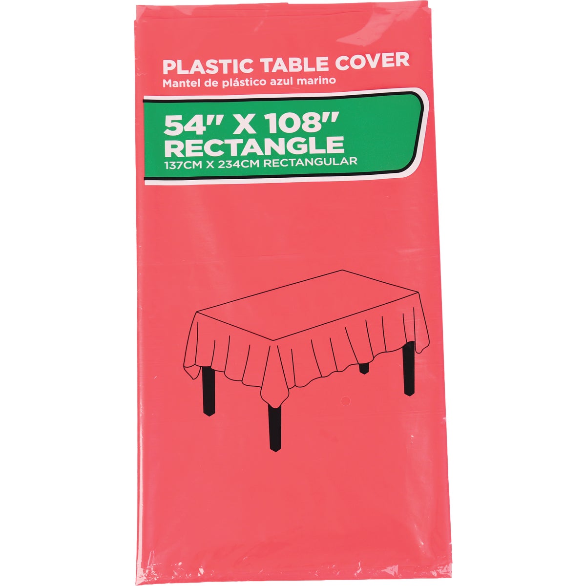 54 In. x 108 In. Red Rectangular Plastic Table Cover