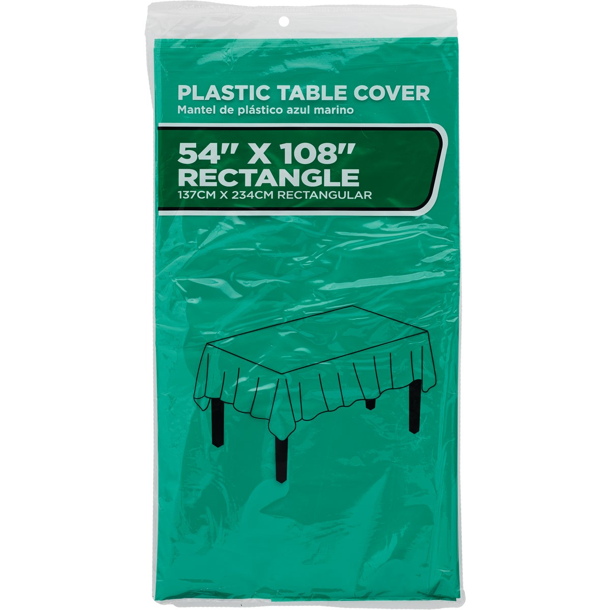 54 In. x 108 In. Emerald Green Rectangular Plastic Table Cover