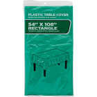 54 In. x 108 In. Emerald Green Rectangular Plastic Table Cover Image 1