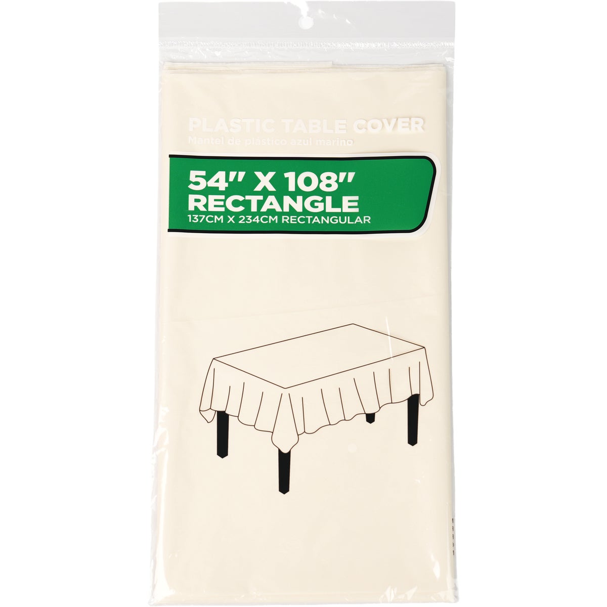 54 In. x 108 In. Ivory Rectangular Plastic Table Cover