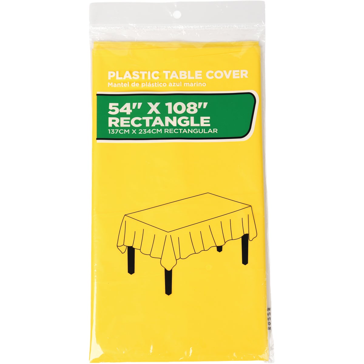 54 In. x 108 In. Pastel Yellow Rectangular Plastic Table Cover