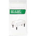 54 In. x 108 In. White Rectangular Plastic Table Cover Image 1