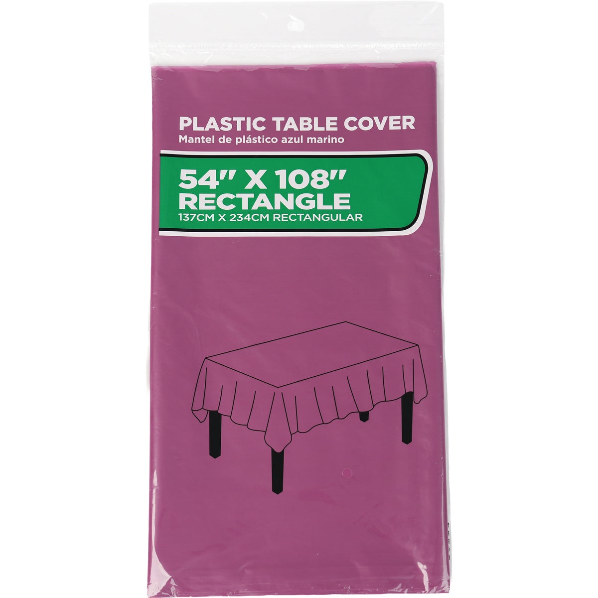 54 In. x 108 In. Burgundy Rectangular Plastic Table Cover