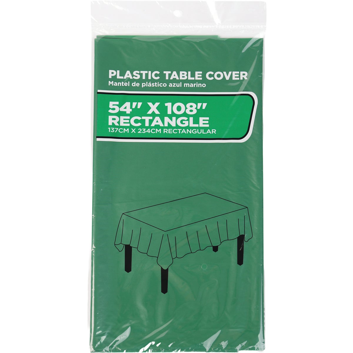 54 In. x 108 In. Hunter Green Rectangular Plastic Table Cover