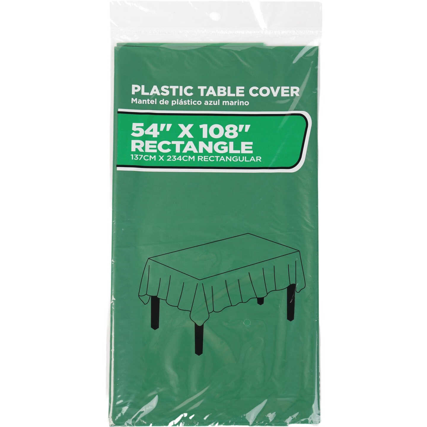 54 In. x 108 In. Hunter Green Rectangular Plastic Table Cover Image 1