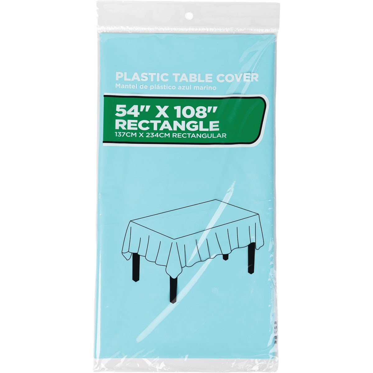 54 In. x 108 In. Pastel Blue Rectangular Plastic Table Cover