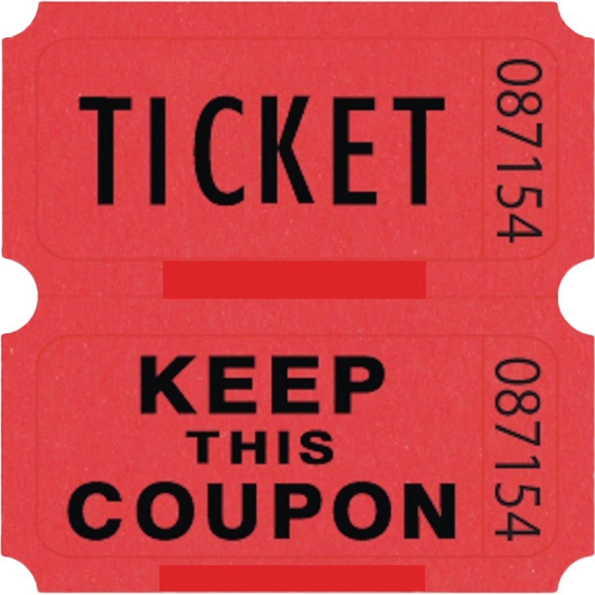 Centurion 2 In. x 2 In. Numbered Red Raffle Ticket, Double Roll