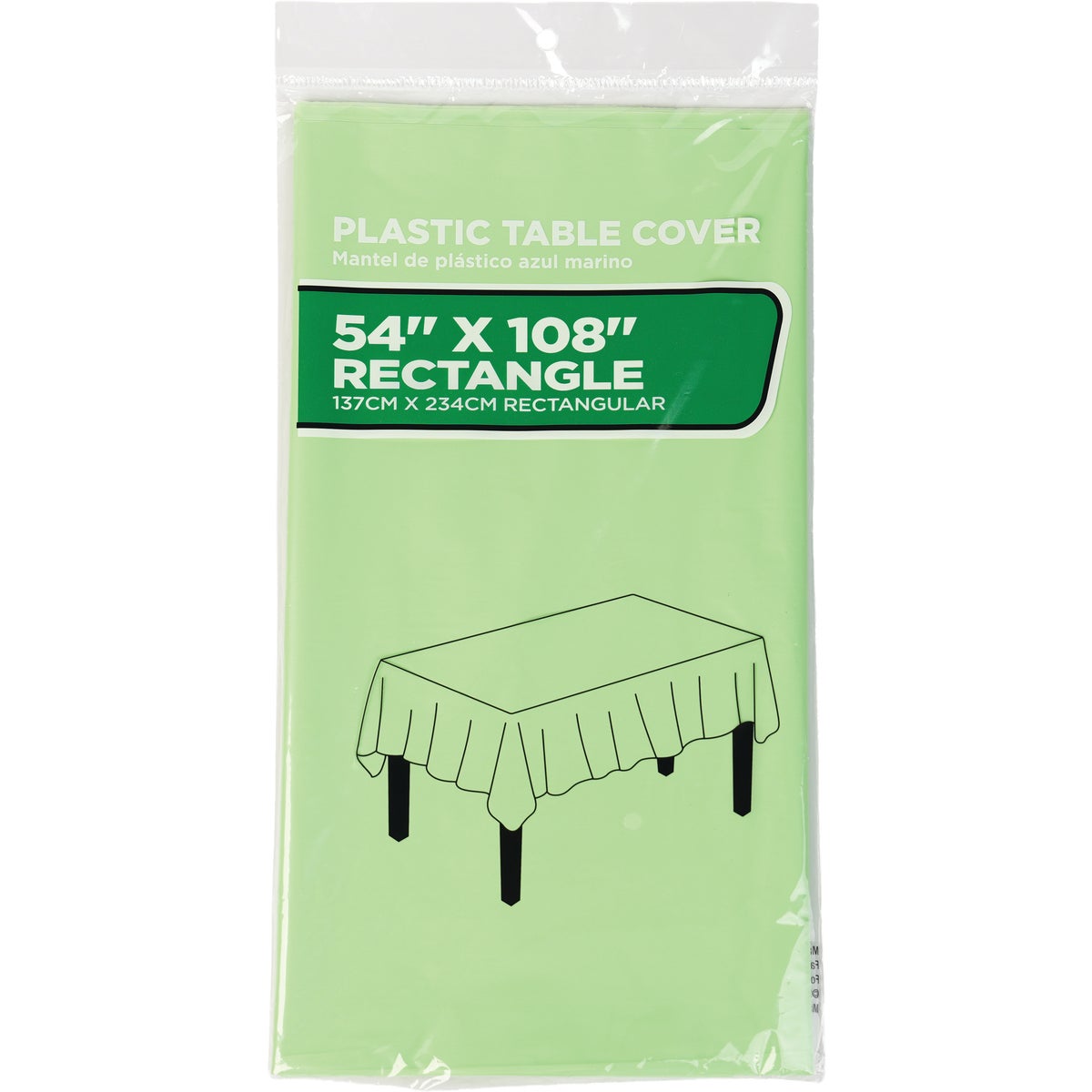 54 In. x 108 In. Lime Rectangular Plastic Table Cover
