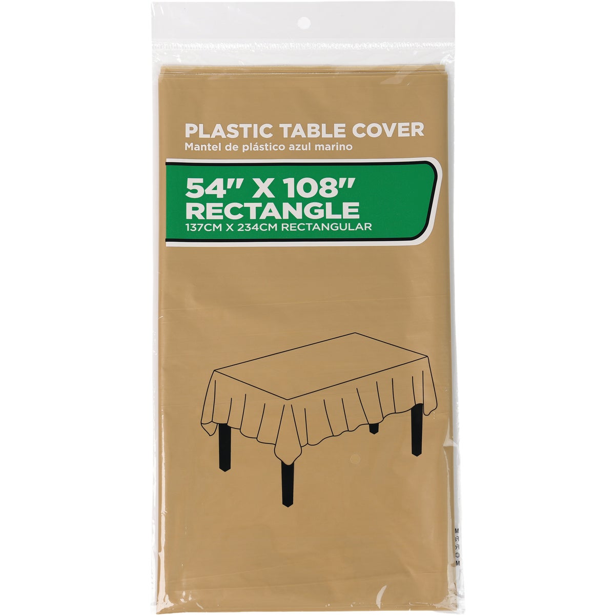 54 In. x 108 In. Gold Rectangular Plastic Table Cover