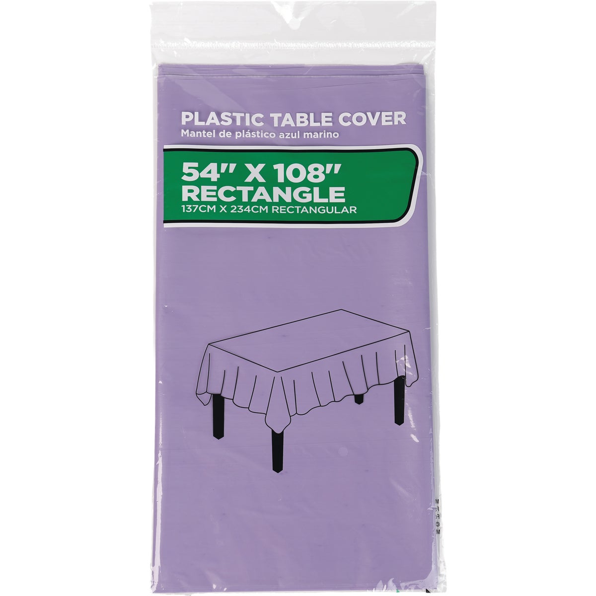 54 In. x 108 In. Lavender Rectangular Plastic Table Cover