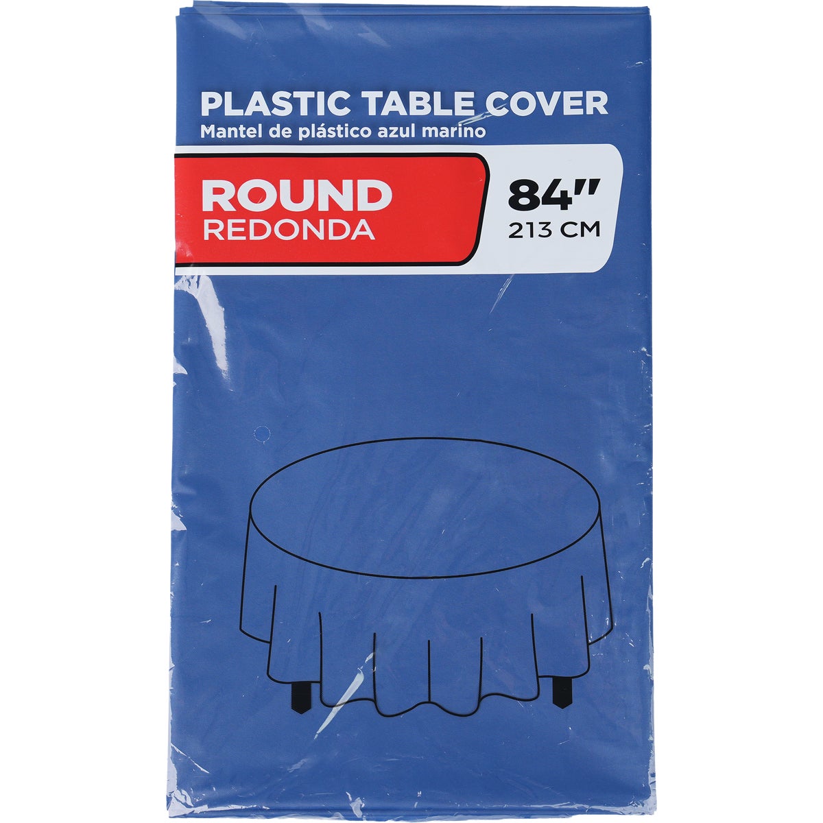 84 In. Navy Round Plastic Table Cover