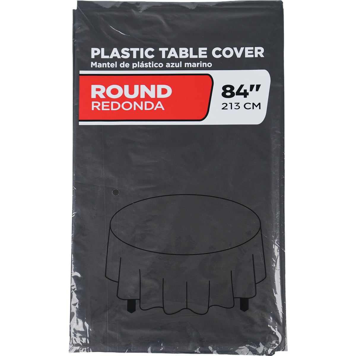84 In. Black Round Plastic Table Cover